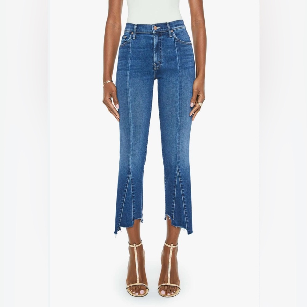 Good American Crop Pointy Fray Women's Blue Jeans